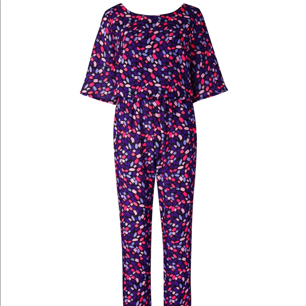 Multi Print Short Sleeve Jumpsuit